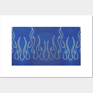 Blue SIlver Flames Posters and Art